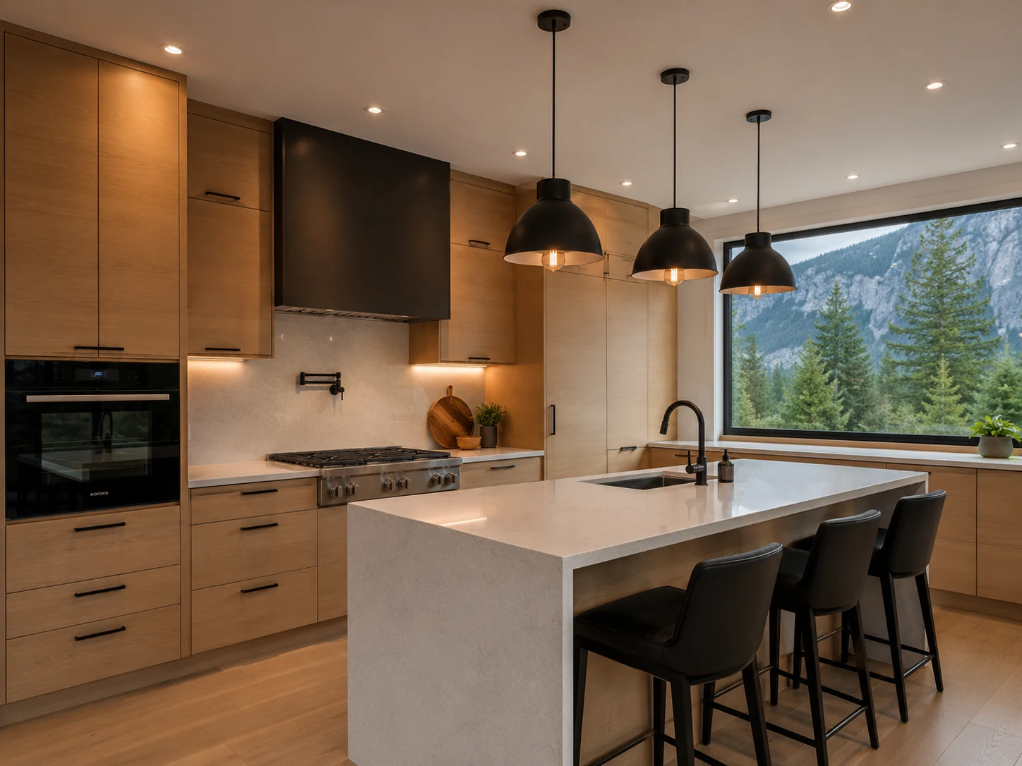 Residential electrical installation in a modern Squamish kitchen by Chief Electrical Ltd.
